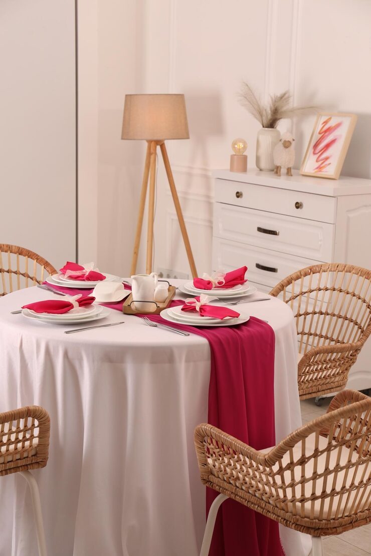 Table Covers Cloth 8 Color Accent Setting Plates Cutlery Pink Napkins by Orient Uniforms for customers in Dubai, Abu Dhabi, Sharjah, Ajman and across the UAE